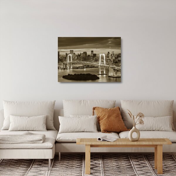 Sklenený obraz - Zlaté veľkomesto (70x50 cm)