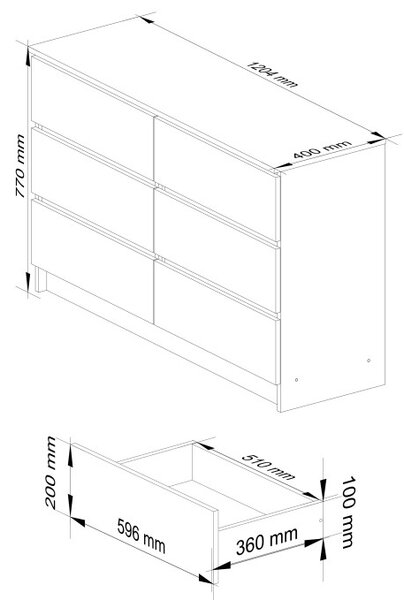 Komoda K120 6SZ CLP dub craft