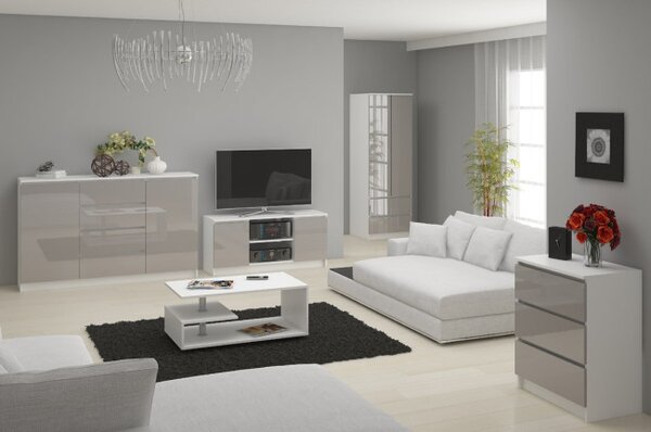 Komoda K120 6SZ CLP metalická, lesk