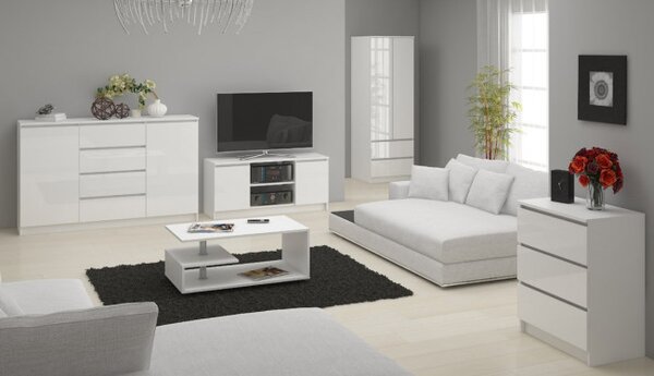 Komoda K160 6SZ CLP biela, lesk