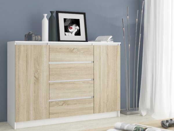 Komoda K160 2D 4SZ CLP biela / sonoma