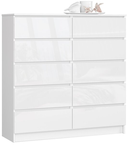 Komoda K120 10SZ CLP biela, lesk
