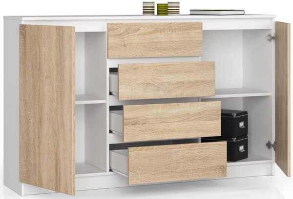 Komoda K160 2D 4SZ CLP biela / sonoma