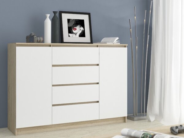 Komoda K160 2D 4SZ CLP dub sonoma / biela