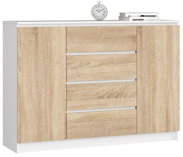 Komoda K140 2D 4SZ CLP biela / sonoma
