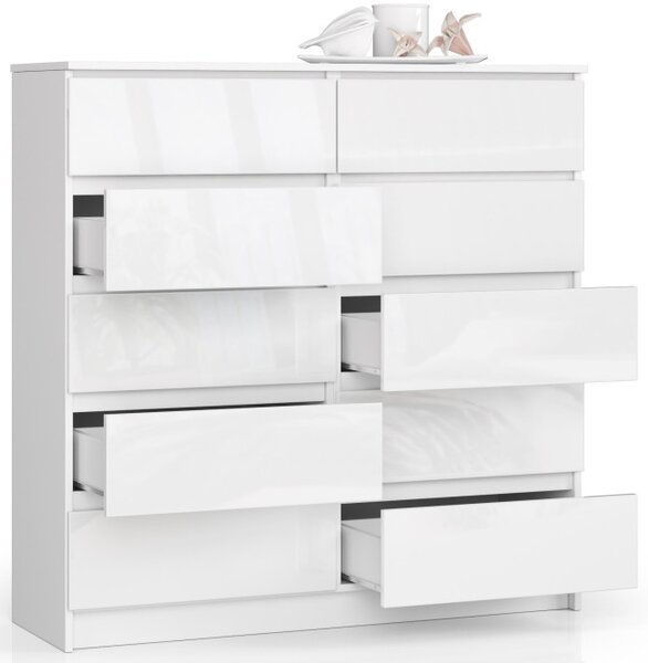 Komoda K120 10SZ CLP biela, lesk