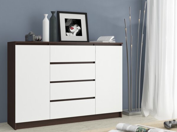 Komoda K140 2D 4SZ CLP wenge / biela