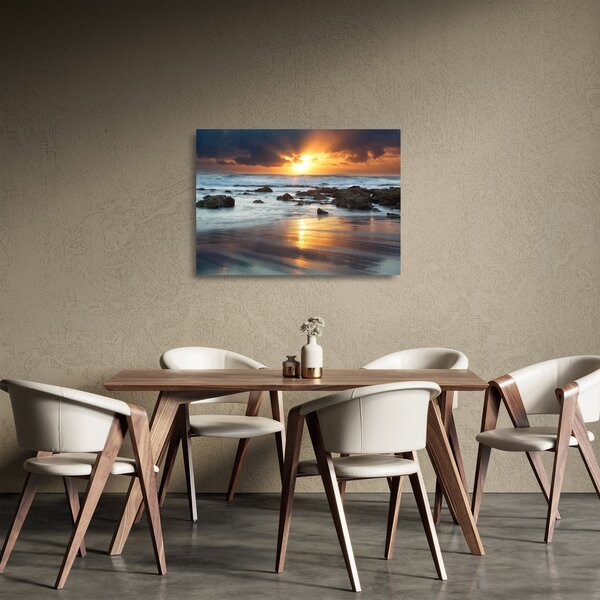 Sklenený obraz - More zaliate slnkom (70x50 cm)