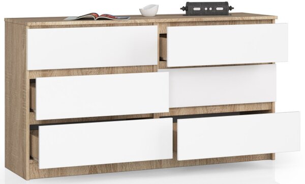 Komoda K140 6SZ CLP sonoma / biela