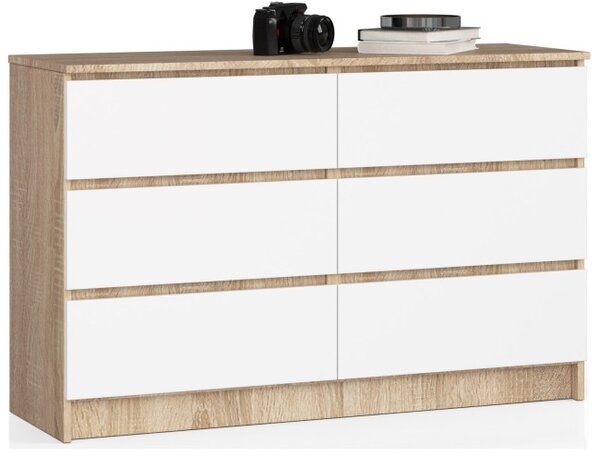 Komoda K120 6SZ CLP dub sonoma / biela