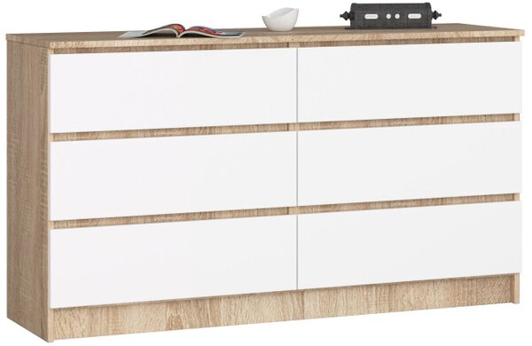 Komoda K140 6SZ CLP sonoma / biela