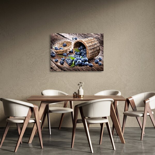 Sklenený obraz - Šťavnaté čučoriedky (70x50 cm)