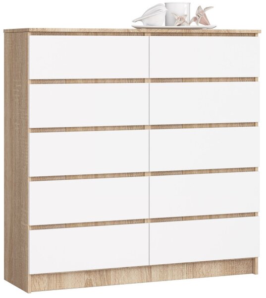 Komoda K120 10SZ CLP dub sonoma / biela