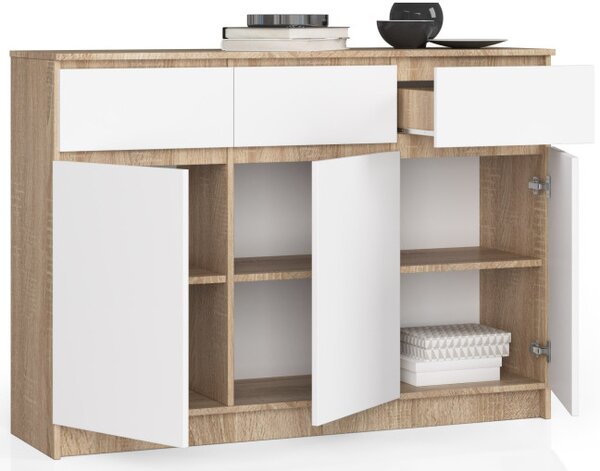 Komoda K140 3D 3SZ CLP sonoma / biela