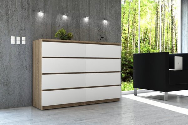 Komoda K140 8SZ CLP sonoma / biela