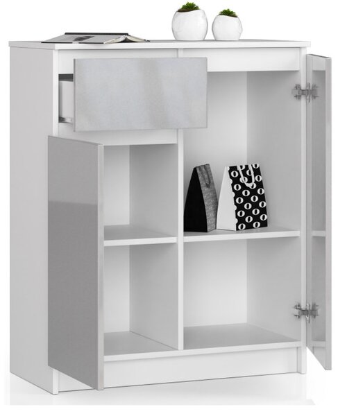 Komoda K80 2D 1SZ CLP metalická lesk