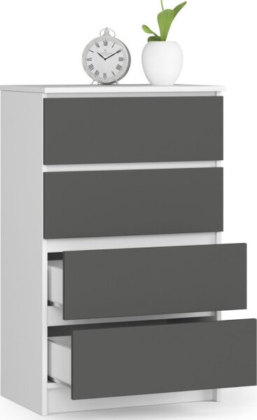 Komoda K60 4SZ biela / sivá