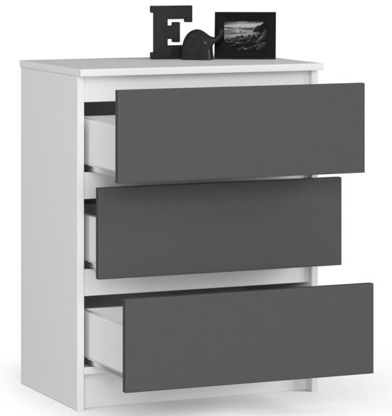 Komoda K60 3SZ CLP biela / sivá