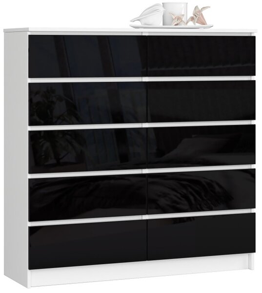 Komoda K120 10SZ CLP čierna lesk