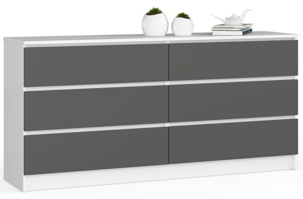 Komoda K160 6SZ CLP biela / sivá