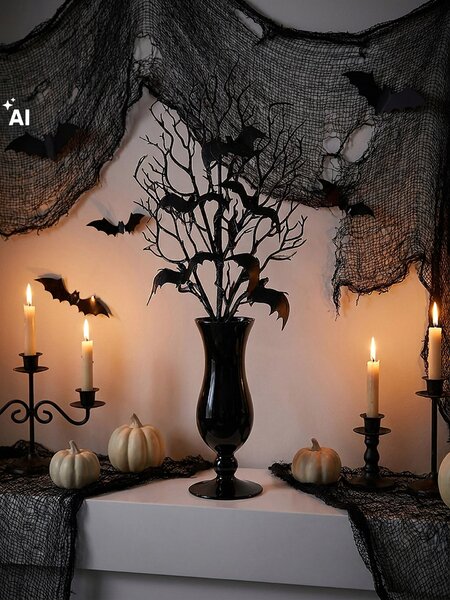 Sinsay - Halloweenska dekoratívna vetvička s netopiermi - čierna