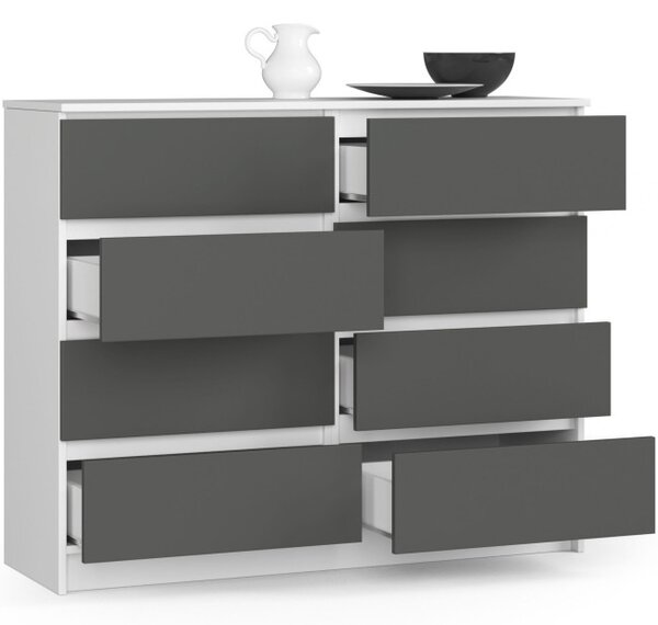 Komoda K120 8SZ CLP biela / sivá