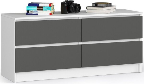 Komoda K120 4SZ CLP biela / sivá