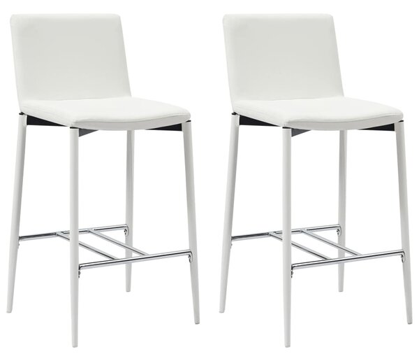 Barové stoličky 2 ks biele umelá koža