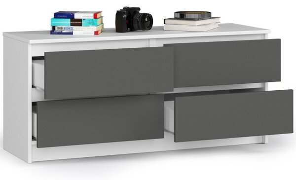 Komoda K120 4SZ CLP biela / sivá