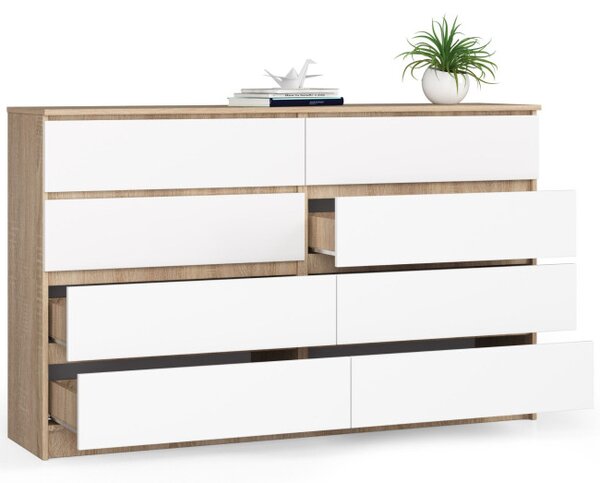 Komoda K160 8SZ CLP dub sonoma / biela