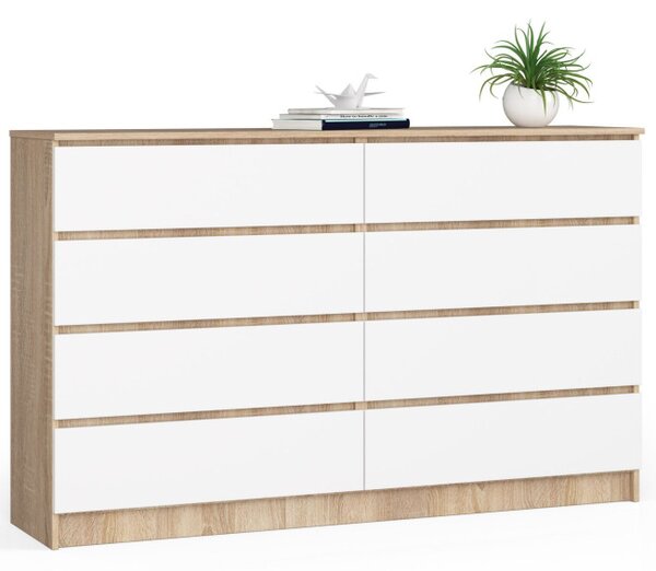 Komoda K160 8SZ CLP dub sonoma / biela