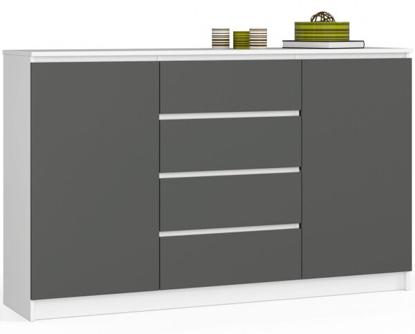 Komoda K160 2D 4SZ CLP biela / sivá