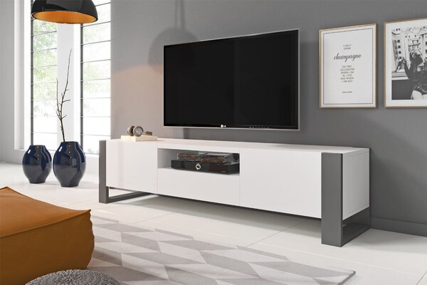 NUKI moderný televízny stolík, biela/šedá
