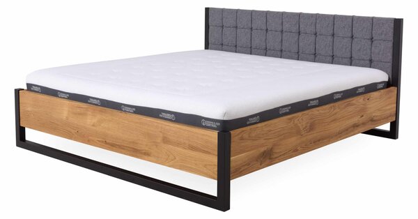 Manželská posteľ Pescara 180x200 v kombinácii dubového masívu a kovu (niekoľko farebných variantov)
