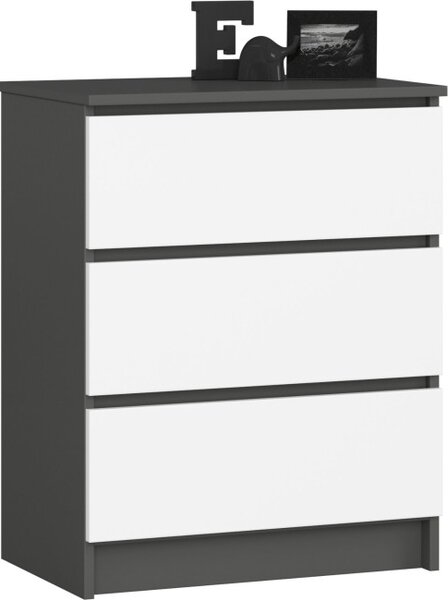 Komoda K60 3SZ CLP grafitová / sivá, biela