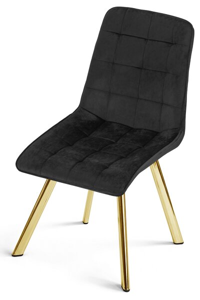 Jedálenská stolička CIEZA VELVET so zlatými nohami, čierna
