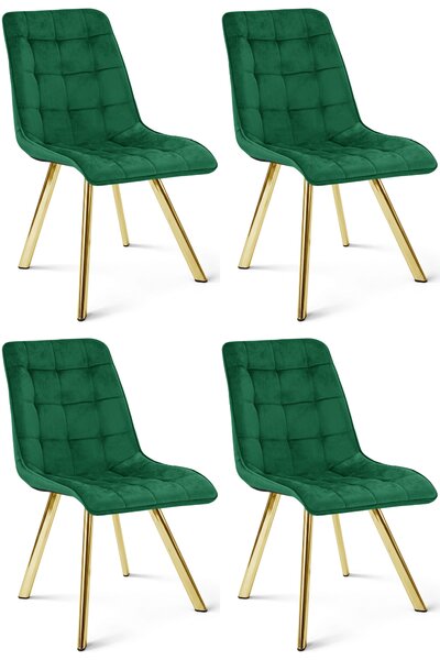 Jedálenská stolička CIEZA VELVET so zlatými nohami, zelená