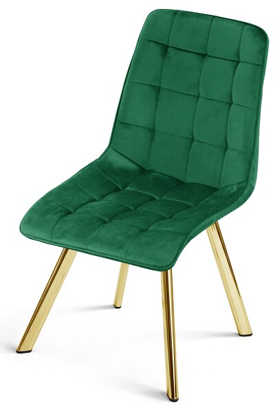 Jedálenská stolička CIEZA VELVET so zlatými nohami, zelená