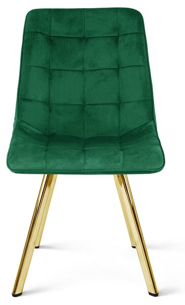 Jedálenská stolička CIEZA VELVET so zlatými nohami, zelená