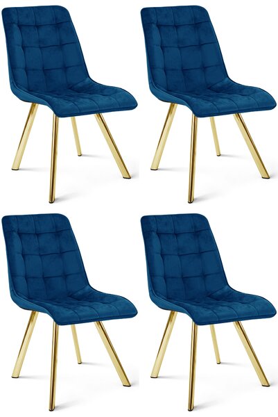 Jedálenská stolička CIEZA VELVET so zlatými nohami, modrá