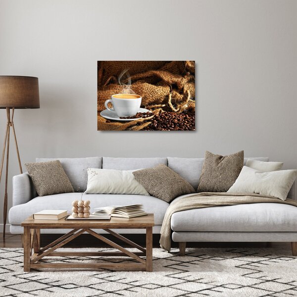 Sklenený obraz - Šálka kávy (70x50 cm)