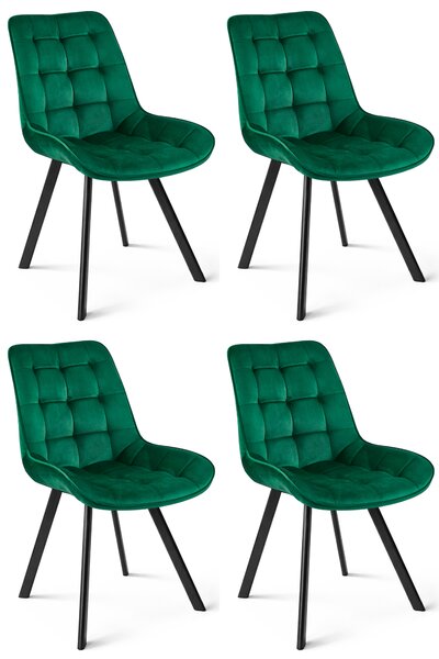 Jedálenská stolička SORIA VELVET s čiernymi nohami, zelená
