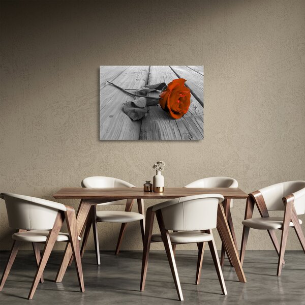 Sklenený obraz - Oranžová ruža (70x50 cm)