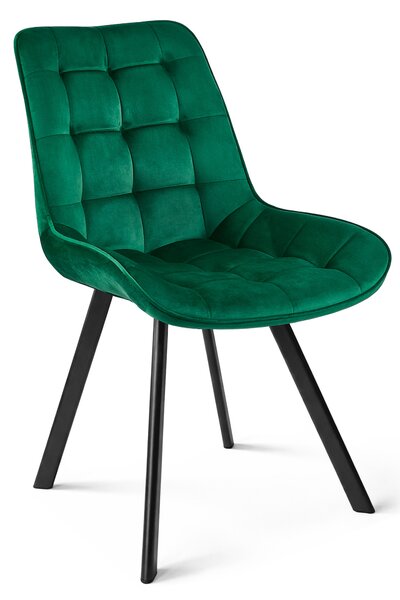 Jedálenská stolička SORIA VELVET s čiernymi nohami, zelená