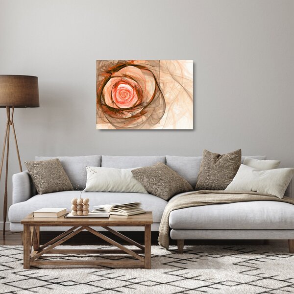 Sklenený obraz - Abstraktné ruže ružová s bielym pozadím (70x50 cm)