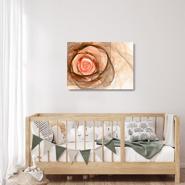 Sklenený obraz - Abstraktné ruže ružová s bielym pozadím (70x50 cm)