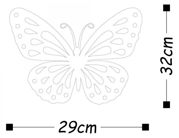 Hanah Home Nástenná kovová dekorácia Motýľ 32x29 cm zlatá