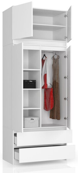 Skriňa s nadstavcom S 90 cm 2D 2SZ CLP biela