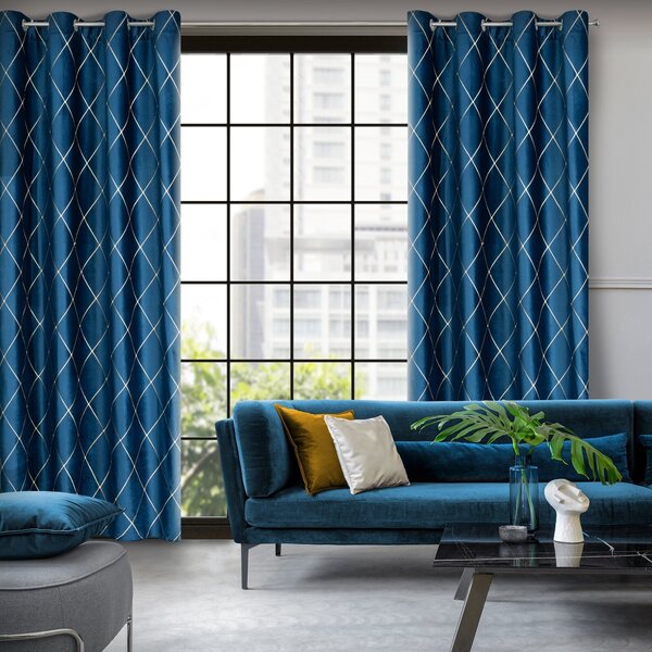 ZATEMŇOVACÍ ZÁVES NA KRÚŽKOCH PIERRE CARDIN MARGO 140X250 CM TMAVOMODRÁ