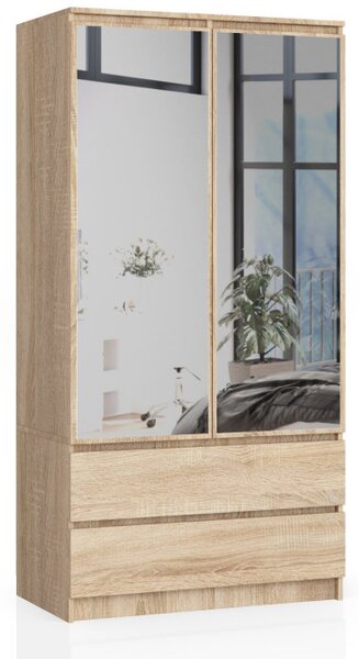Skriňa S 90 cm 2D 2SZ 2 zrkadlá CLP sonoma